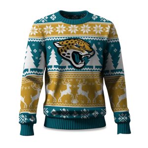 2025 Christmas Jaguars Reindeer Football Ugly Sweater 1