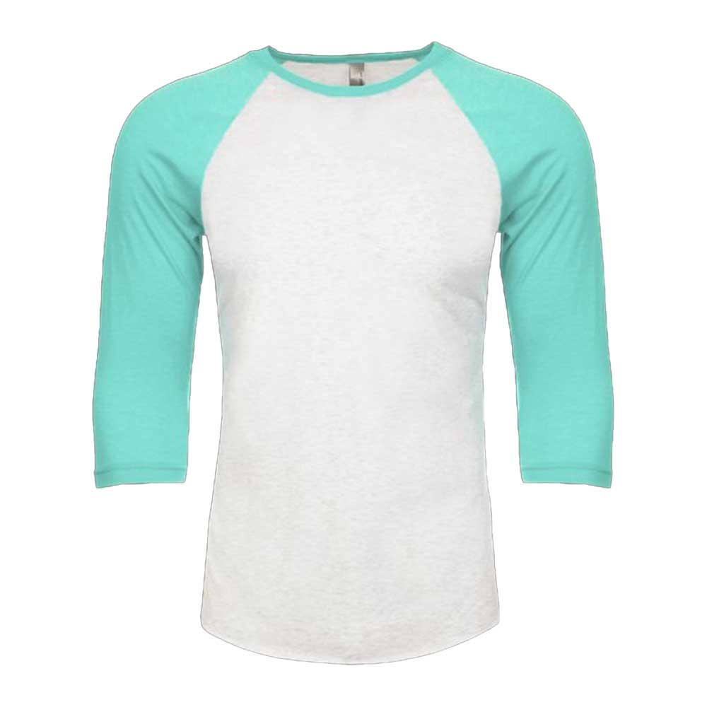 SOLID TAHITI BLUE SLEEVES/ HEATHER WHITE BODY