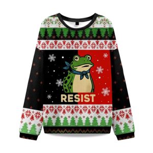 Resist Portland Frog Ugly Christmas Sweater