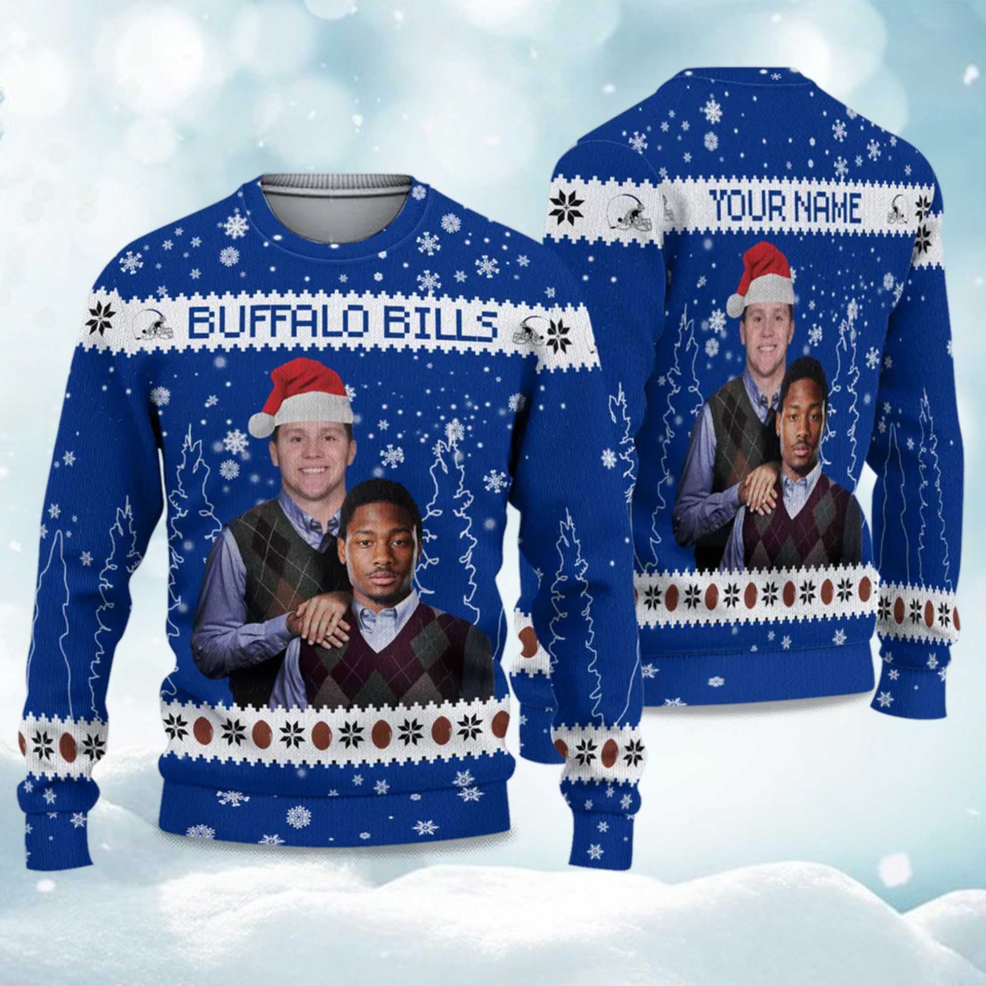 2025 Bills Josh Allen x Stefon Diggs Football Christmas Ugly Sweater 2025 Bills Josh Allen x Stefon Diggs Football Christmas Ugly Sweater