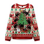 2025 Black Cats Destroying Christmas Tree Christmas Ugly Sweater