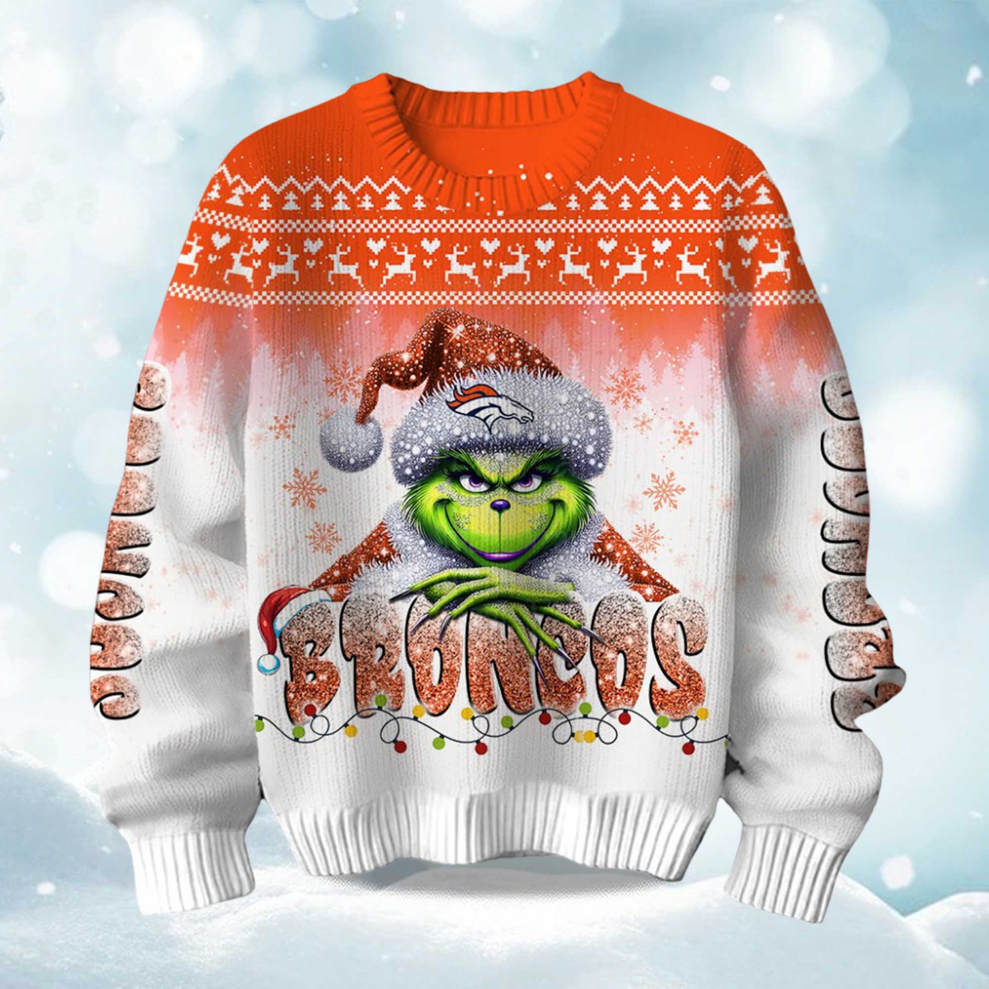 2025 Broncos Grnch Season Christmas Ugly Sweater 2025 Broncos Grnch Season Christmas Ugly Sweater