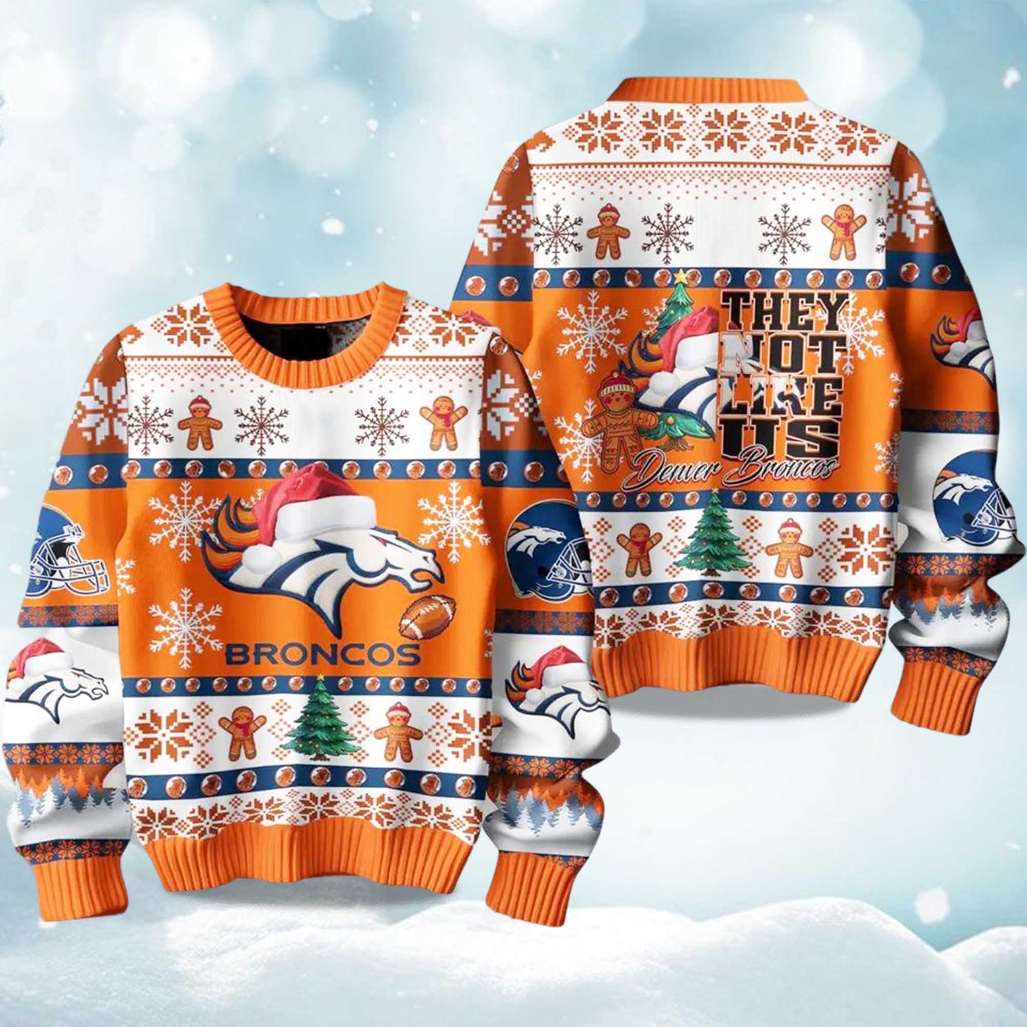 2025 Broncos They Not Like Us Ugly Christmas Sweater