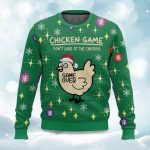 2025 Chicken Game Don't Look At The Chicken Ugly Christmas Sweater