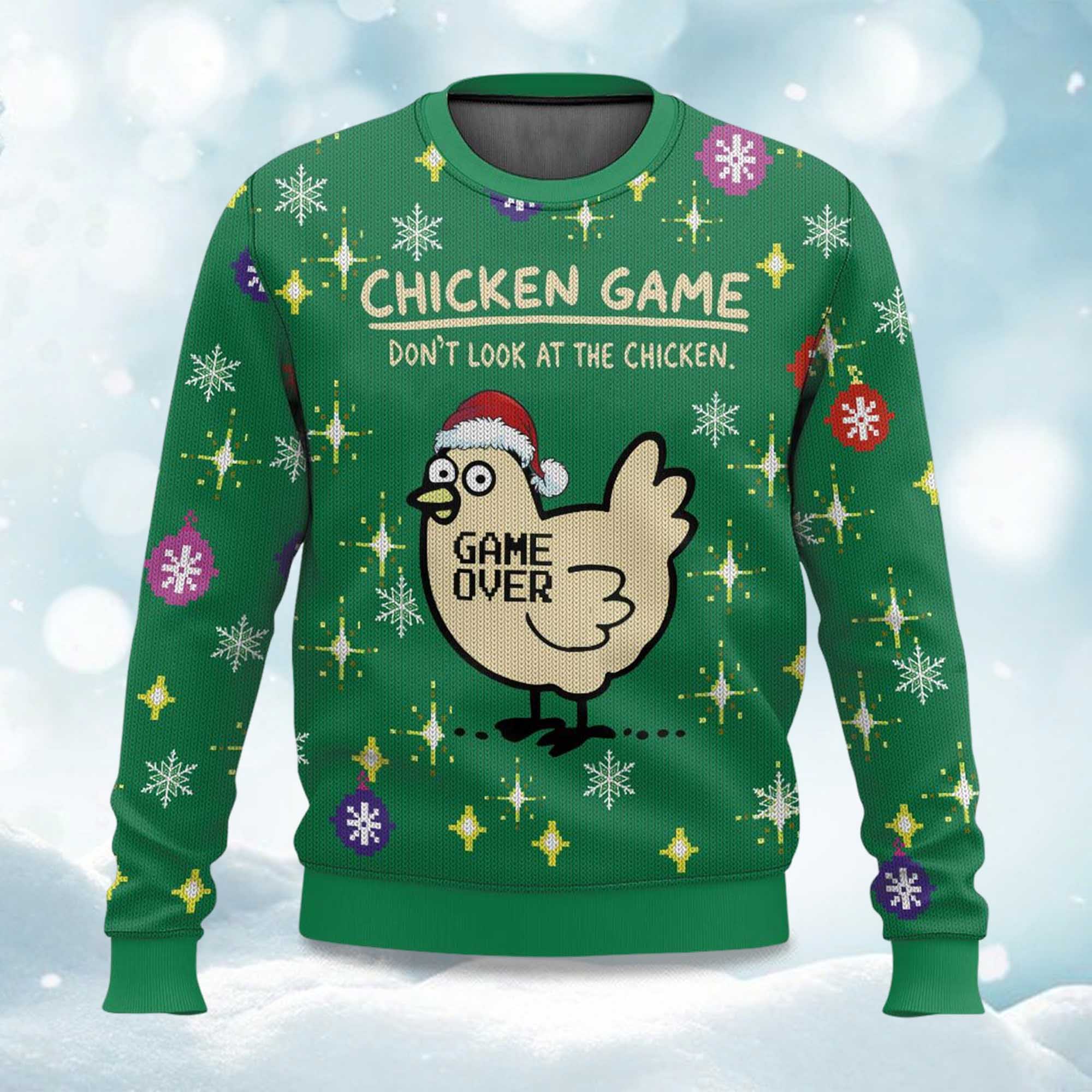 2025 Chicken Game Don't Look At The Chicken Ugly Christmas Sweater 2025 Chicken Game Don't Look At The Chicken Ugly Christmas Sweater