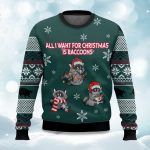 2025 Christmas All I Want For Christmas Is Raccoons Ugly Sweater