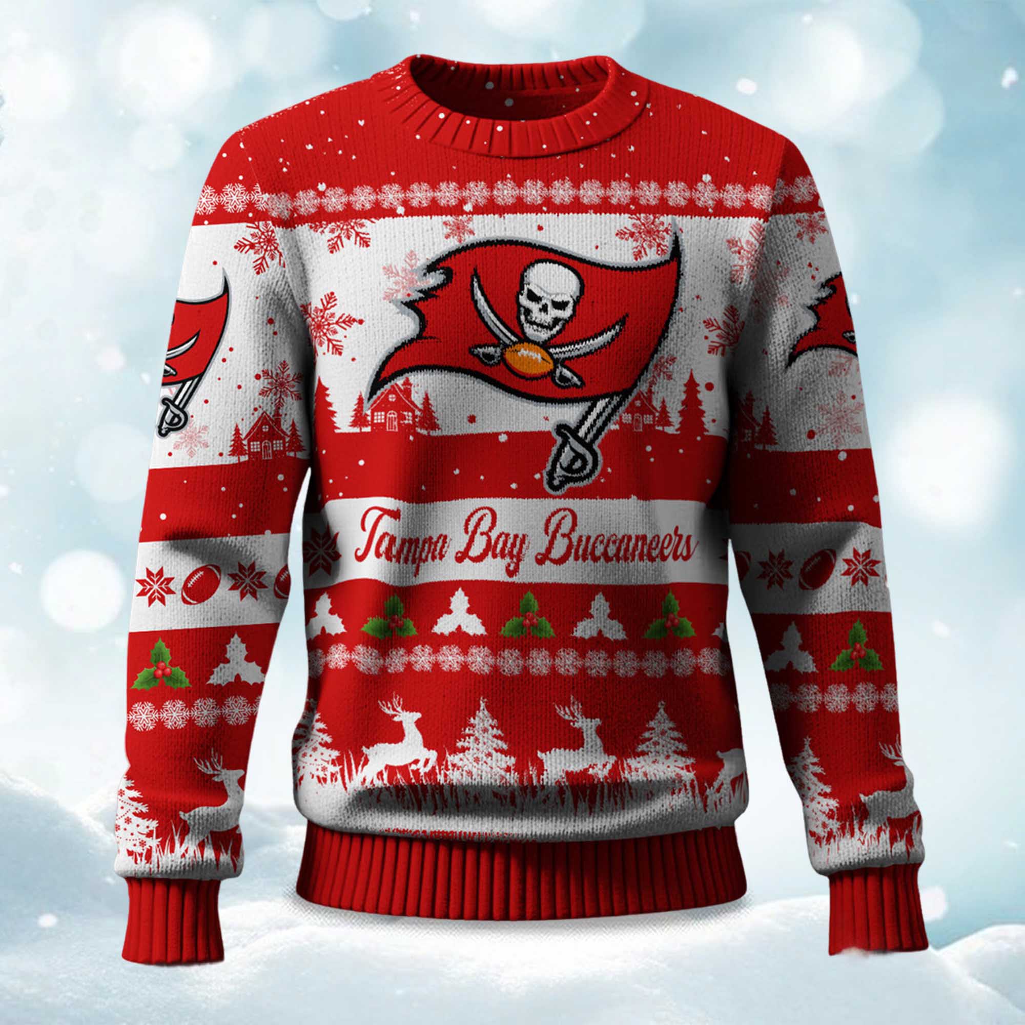 2025 Christmas Buccaneers Festive Reindeer & Tree Ugly Sweater 2025 Christmas Buccaneers Festive Reindeer & Tree Ugly Sweater