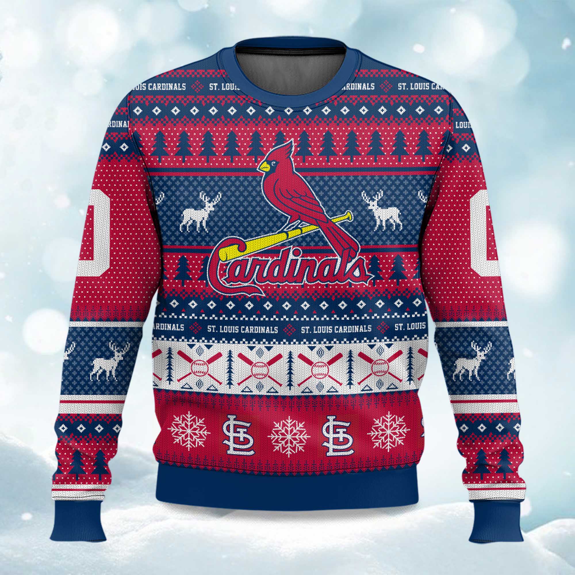 2025 Christmas Cardinals Baseball Personalized Ugly Sweater 2025 Christmas Cardinals Baseball Personalized Ugly Sweater