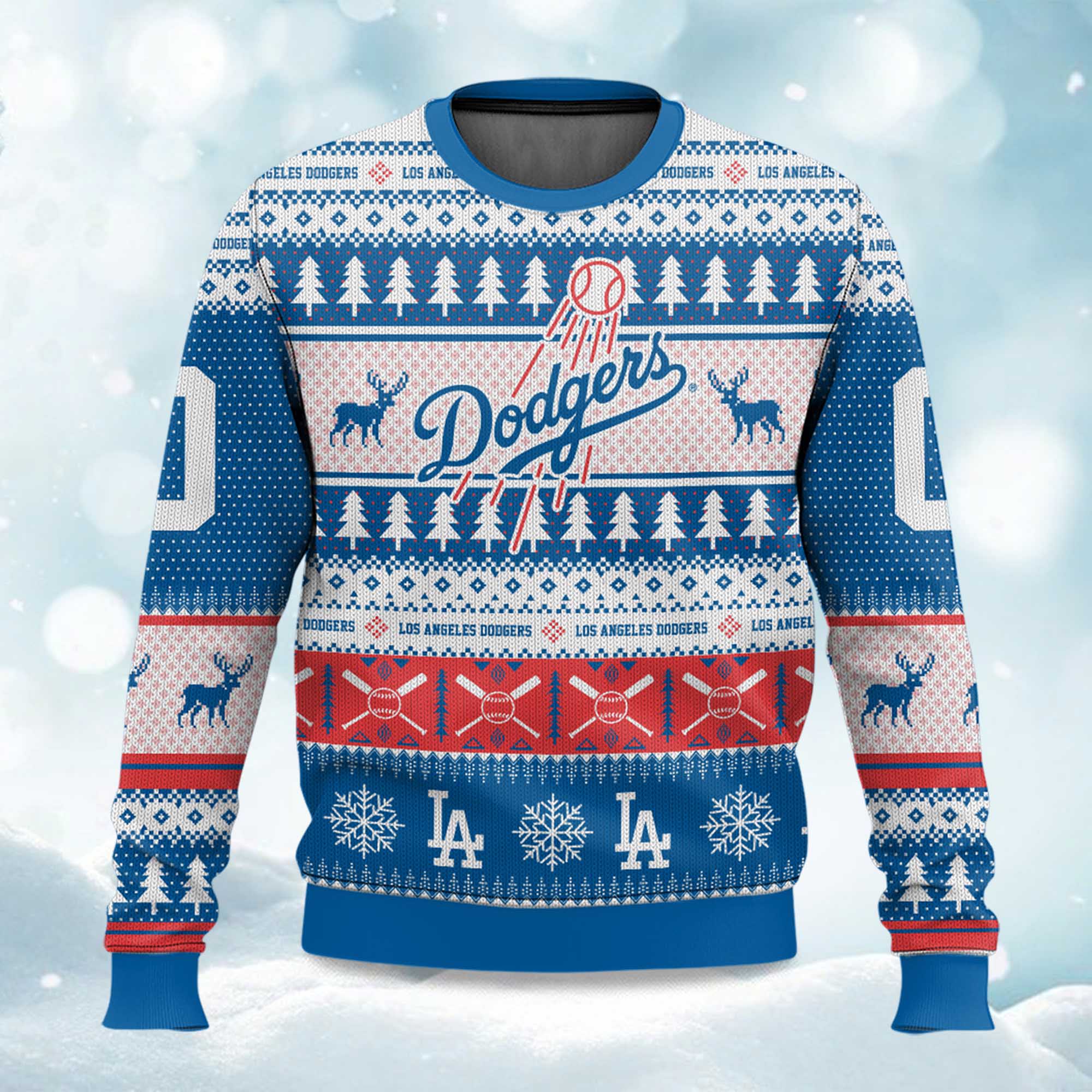 2025 Christmas Dodgers Baseball Personalized Ugly Sweater 2025 Christmas Dodgers Baseball Personalized Ugly Sweater