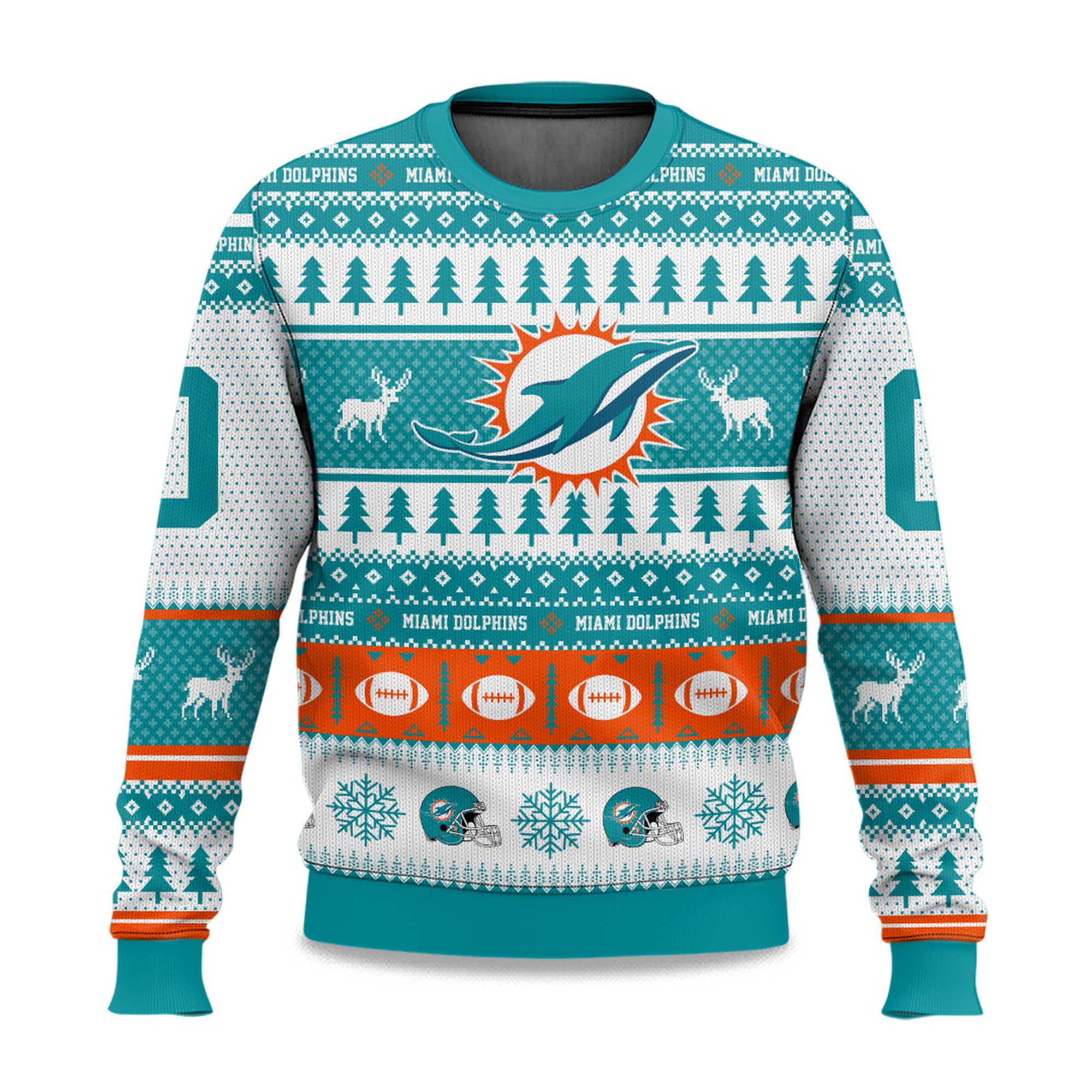 2025 Christmas Dolphins Personalized Ugly Sweater 2025 Christmas Dolphins Personalized Ugly Sweater