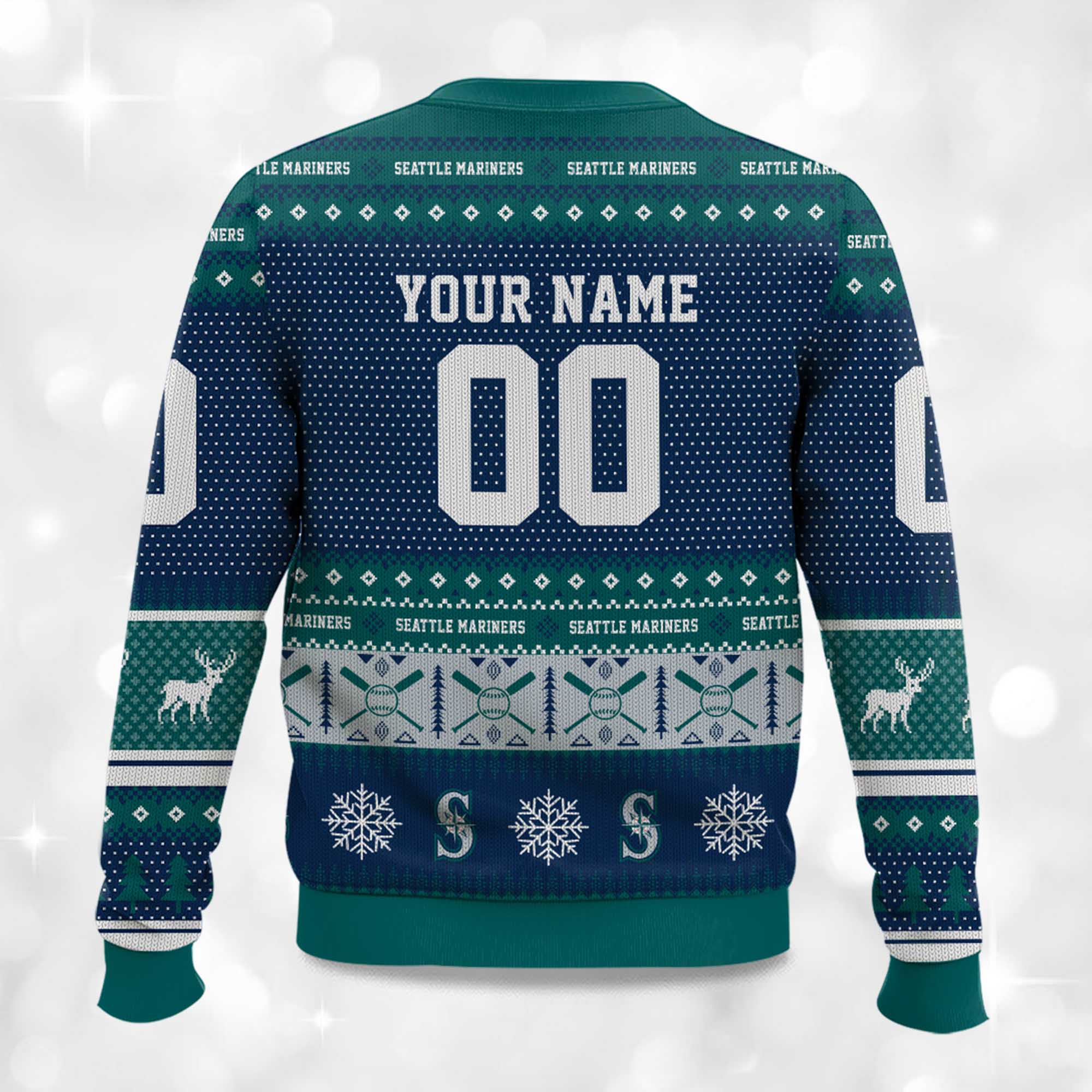 2025 Christmas Mariners Baseball Personalized Ugly Sweater 2 2025 Christmas Mariners Baseball Personalized Ugly Sweater 2