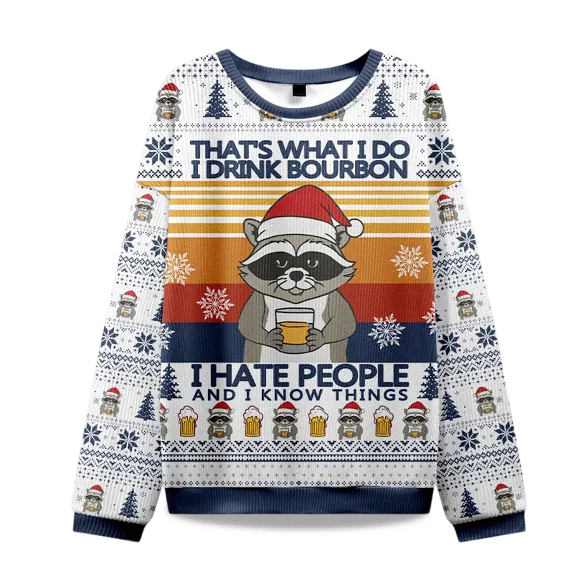 2025 Christmas Raccoon Drinking Beer Ugly Sweater 2025 Christmas Raccoon Drinking Beer Ugly Sweater