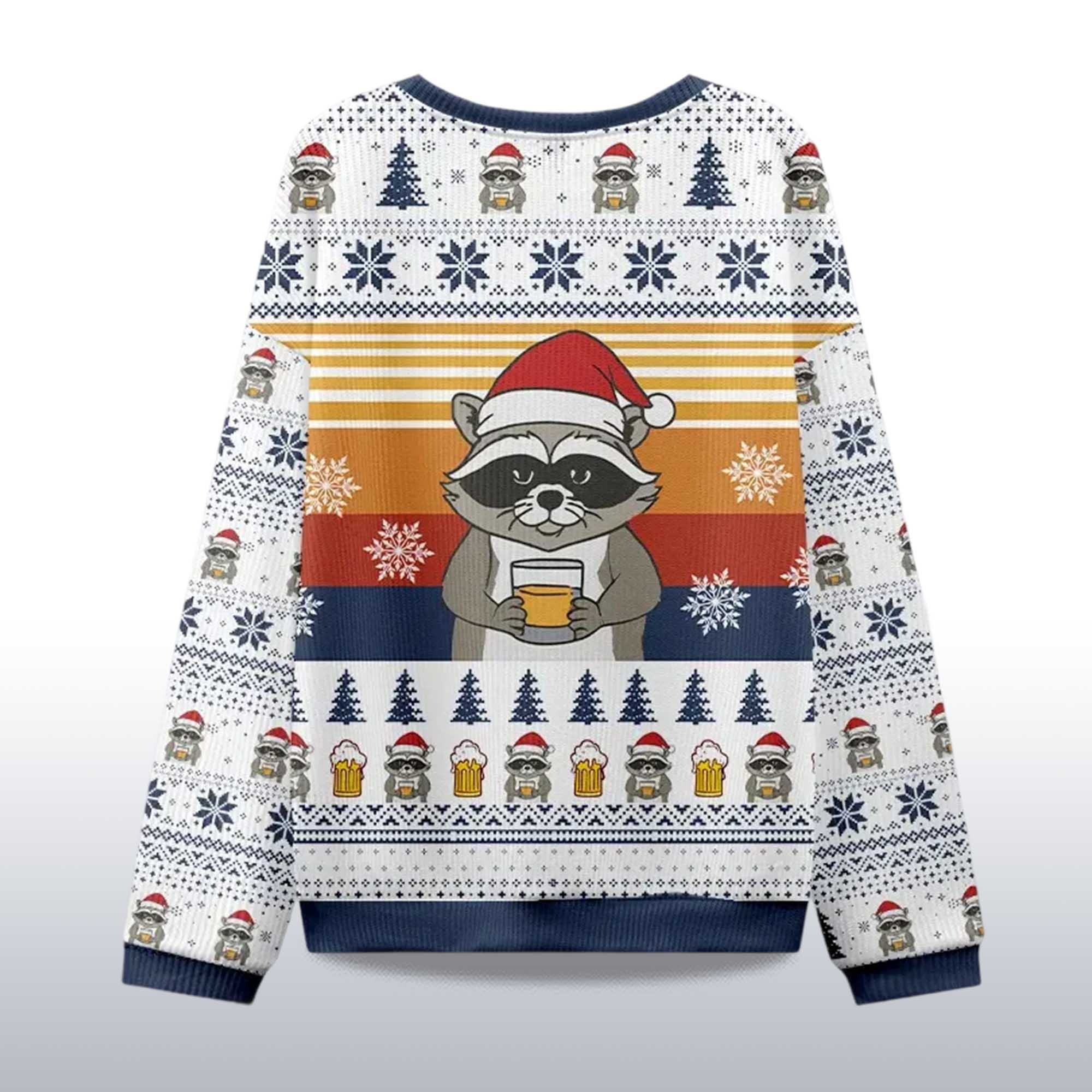 2025 Christmas Raccoon Drinking Beer Ugly Sweater 2 2025 Christmas Raccoon Drinking Beer Ugly Sweater 2