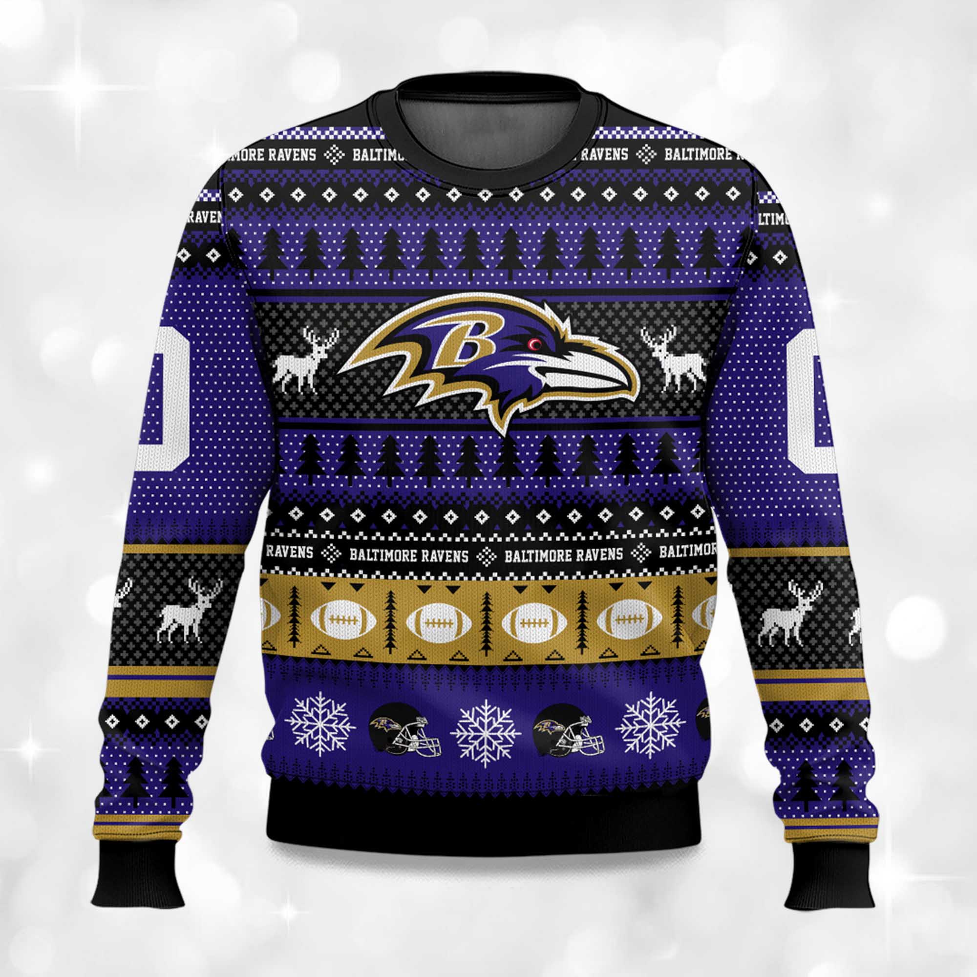 2025 Christmas Ravens Personalized Ugly Sweater 2025 Christmas Ravens Personalized Ugly Sweater