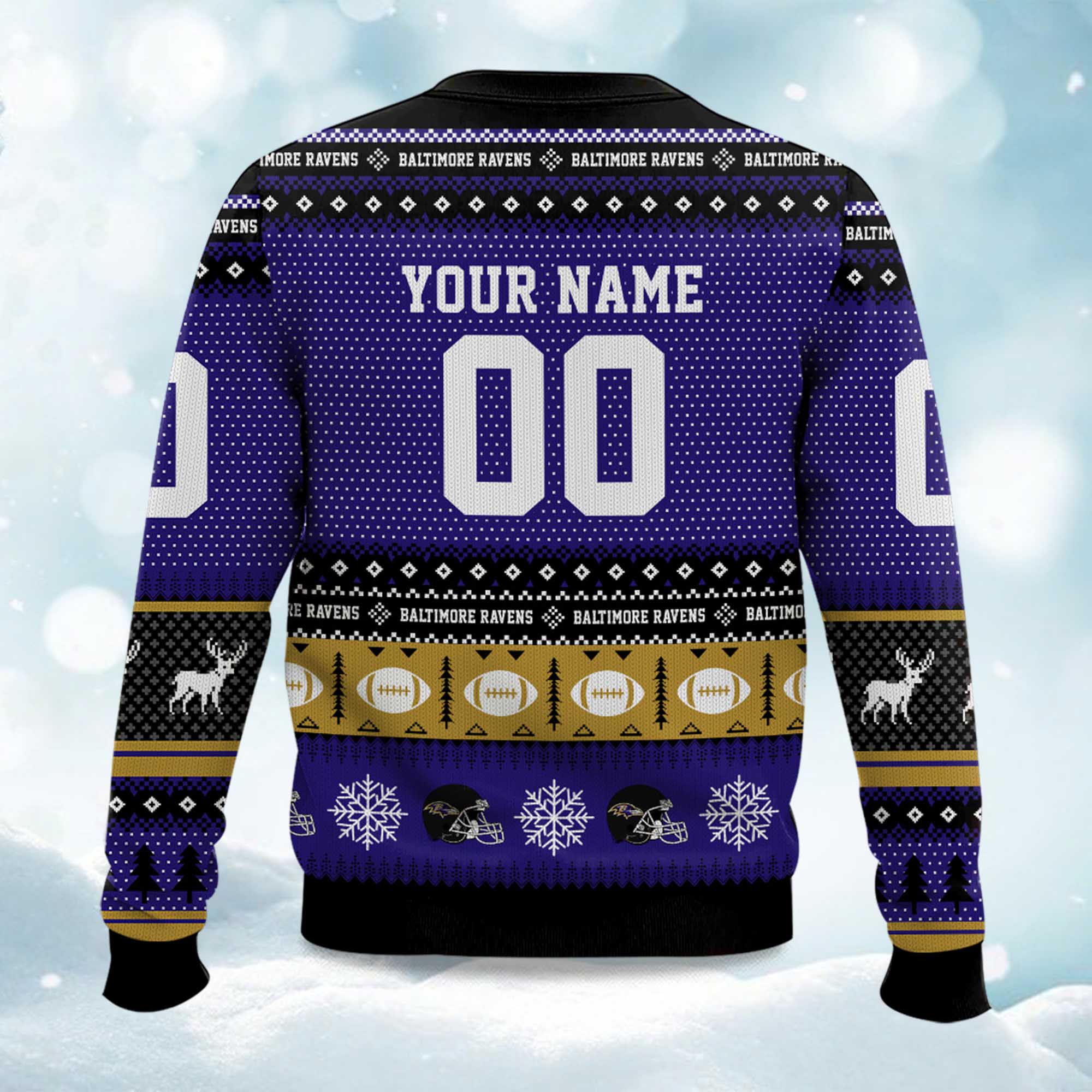 2025 Christmas Ravens Personalized Ugly Sweater 2 2025 Christmas Ravens Personalized Ugly Sweater
