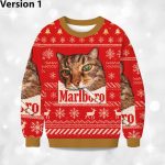 2025 Marlboro Smoking Cat Meme Christmas Ugly Sweater