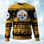 2025 Christmas Steelers Festive Reindeer & Tree Ugly Sweater