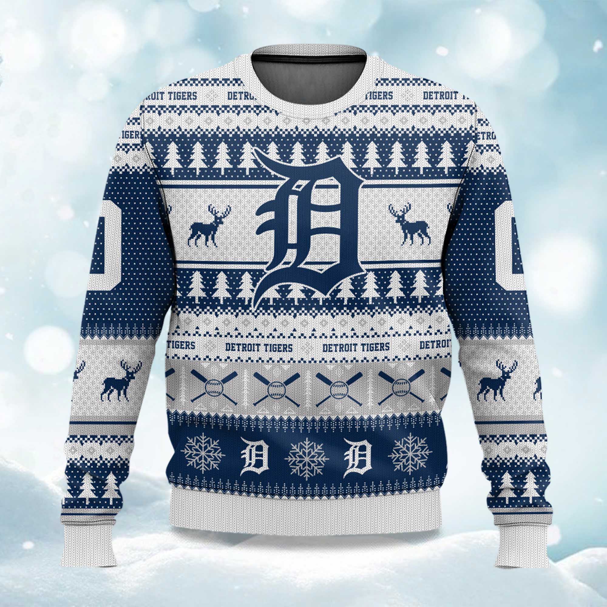 2025 Christmas Tigers Baseball Personalized Ugly Sweater 2025 Christmas Tigers Baseball Personalized Ugly Sweater