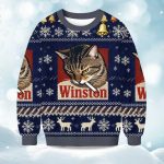 2025 Christmas Winston Smoking Cat Ugly Sweater