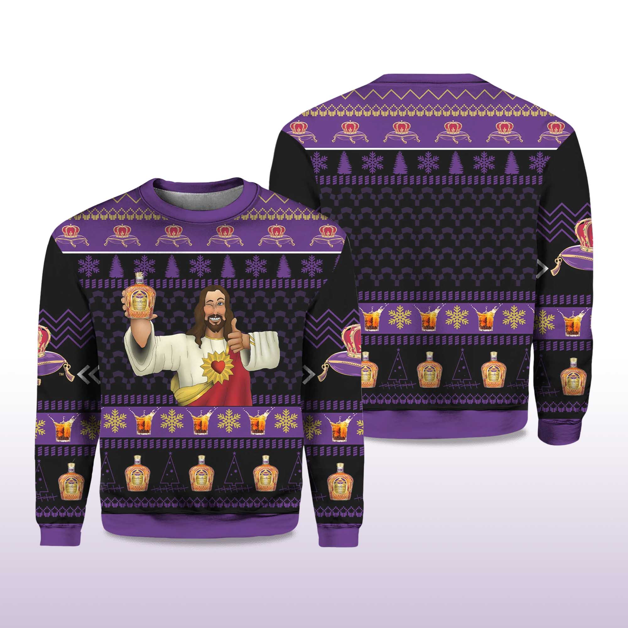 2025 Crown Royal Jesus Like Ugly Christmas Sweater 2 2025 Crown Royal Jesus Like Ugly Christmas Sweater 2