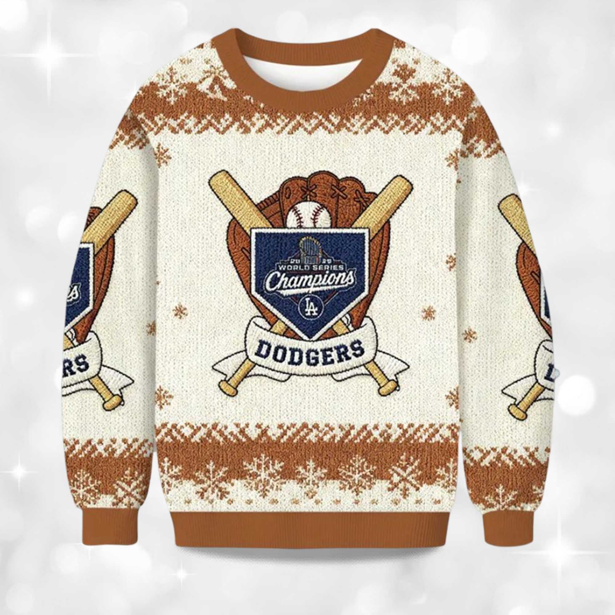 2025 Dodgers World Series Back To Back Christmas Ugly Sweater 2 2025 Dodgers World Series Back To Back Christmas Ugly Sweater 2