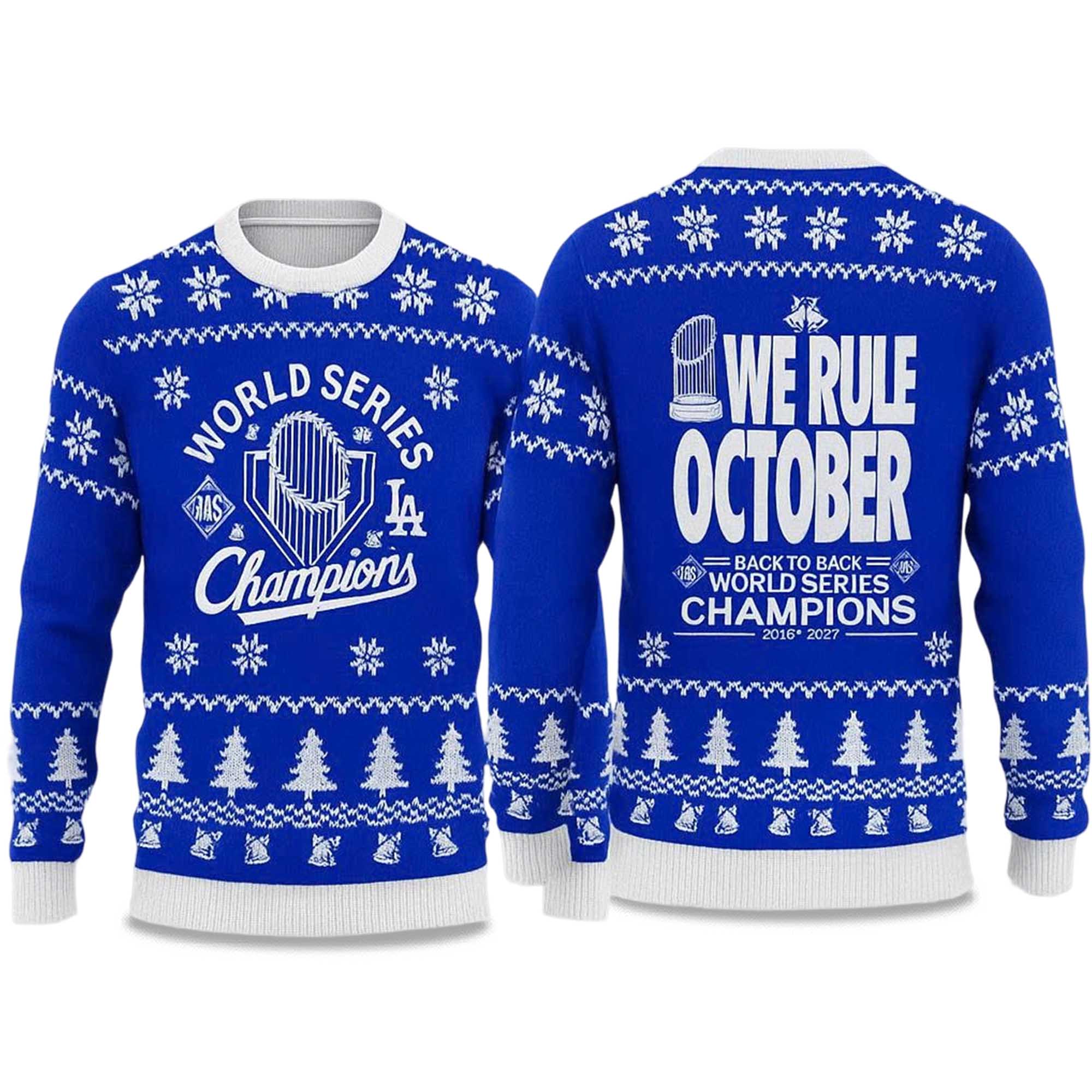 2025 Dodgers World Series We Rule October Back To Back Ugly Sweater 2025 Dodgers World Series We Rule October Back To Back Ugly Sweater