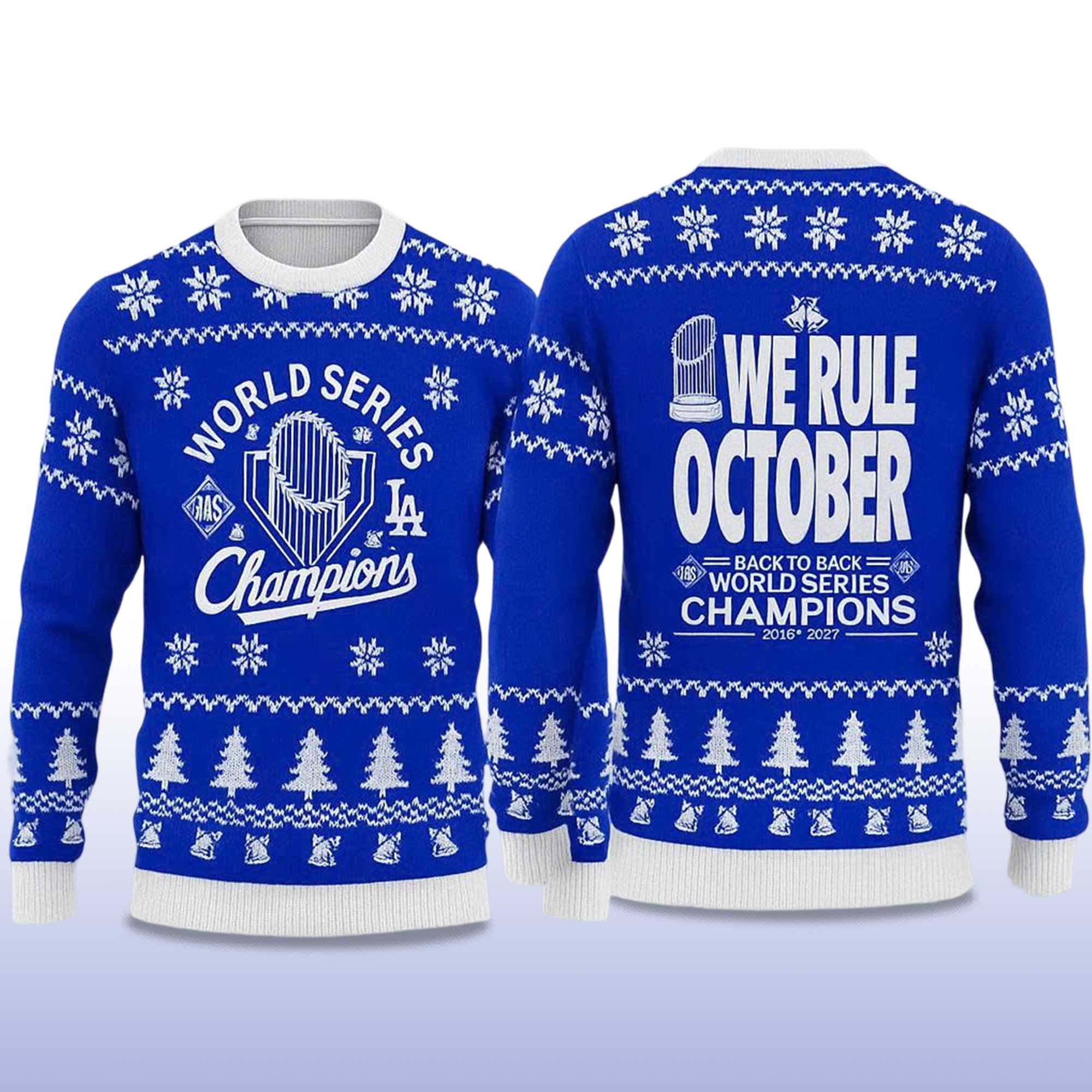 2025 Dodgers World Series We Rule October Back To Back Ugly Sweater 2 2025 Dodgers World Series We Rule October Back To Back Ugly Sweater