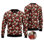 2025 Floral Skull Ugly Christmas Sweater