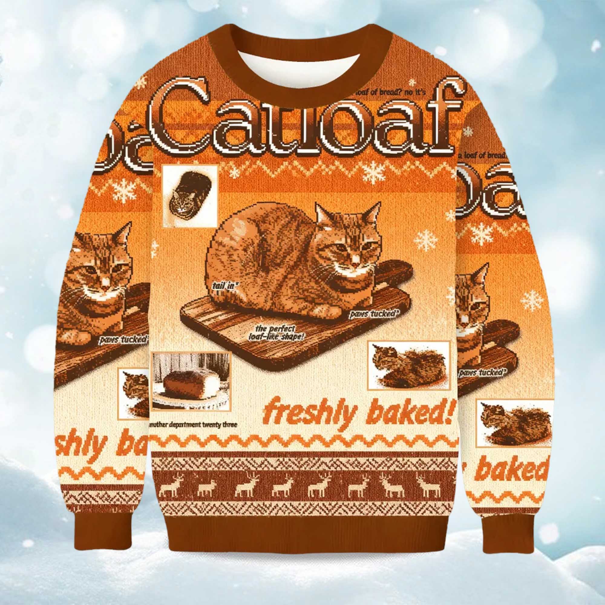 2025 Freshly Baked Cat Loaf Christmas Ugly Sweater 2025 Freshly Baked Cat Loaf Christmas Ugly Sweater