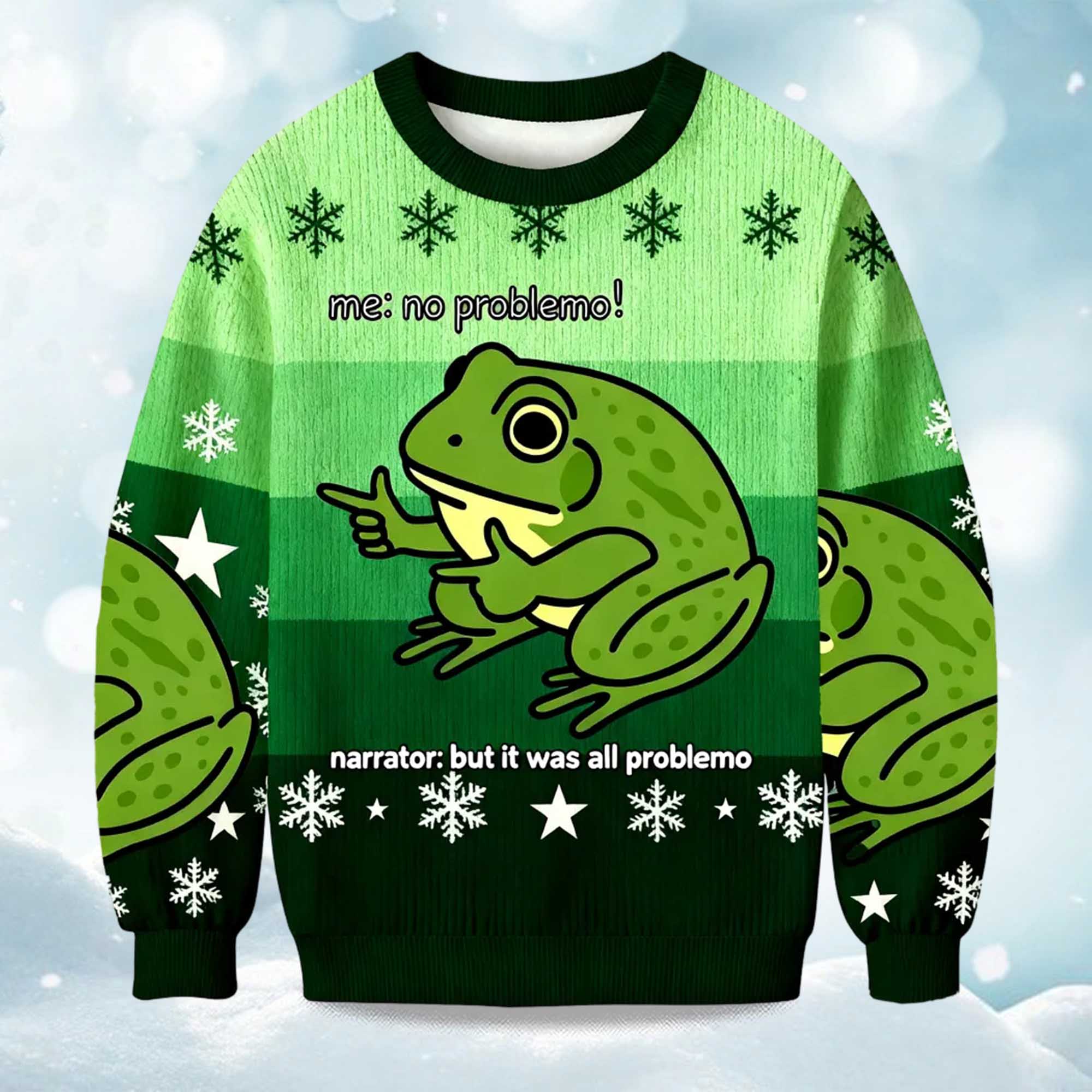 2025 Frog Me No Problemo Narrator But It Was All Problemo Christmas Ugly Sweater 2025 Frog Me No Problemo Narrator But It Was All Problemo Christmas Ugly Sweater