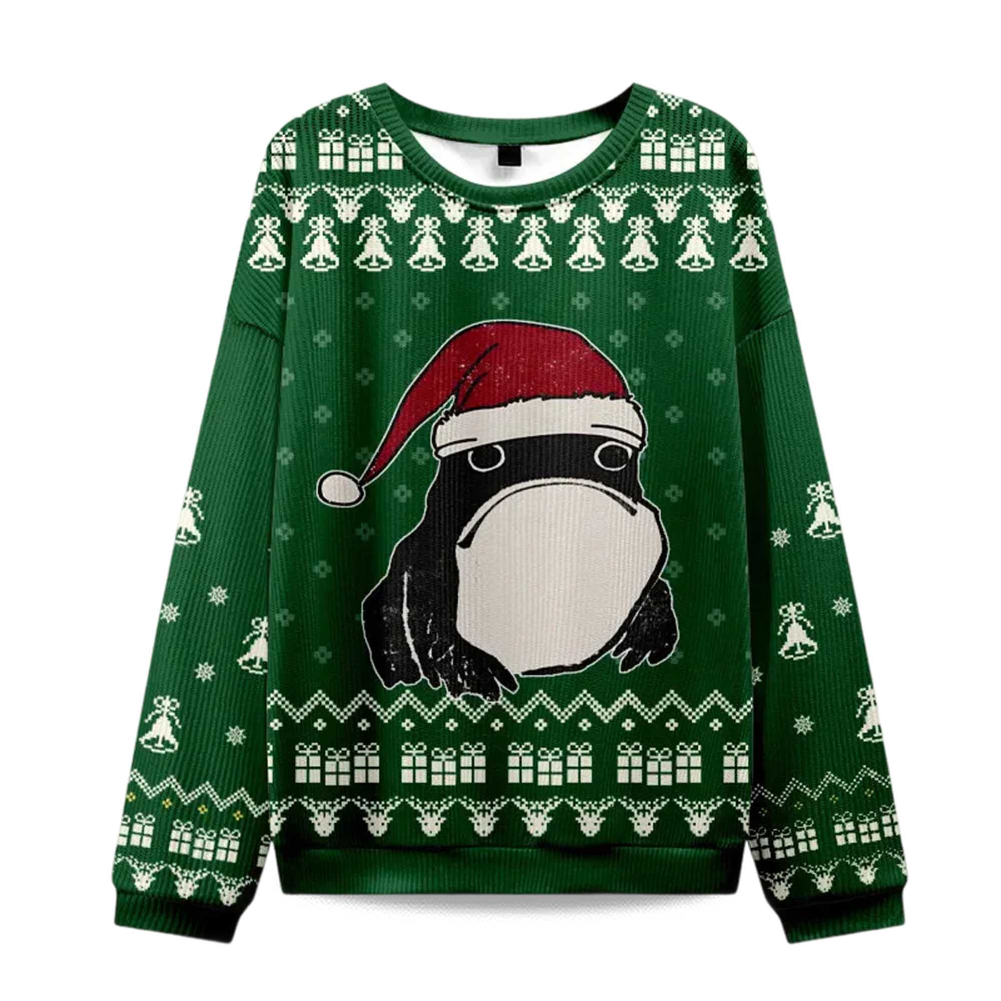 2025 Frog Wearing Santa Hat Green Christmas Ugly Sweater 2025 Frog Wearing Santa Hat Green Christmas Ugly Sweater