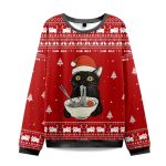 2025 Funny Taking a Cat to Eat Ramen Christmas Ugly Sweater