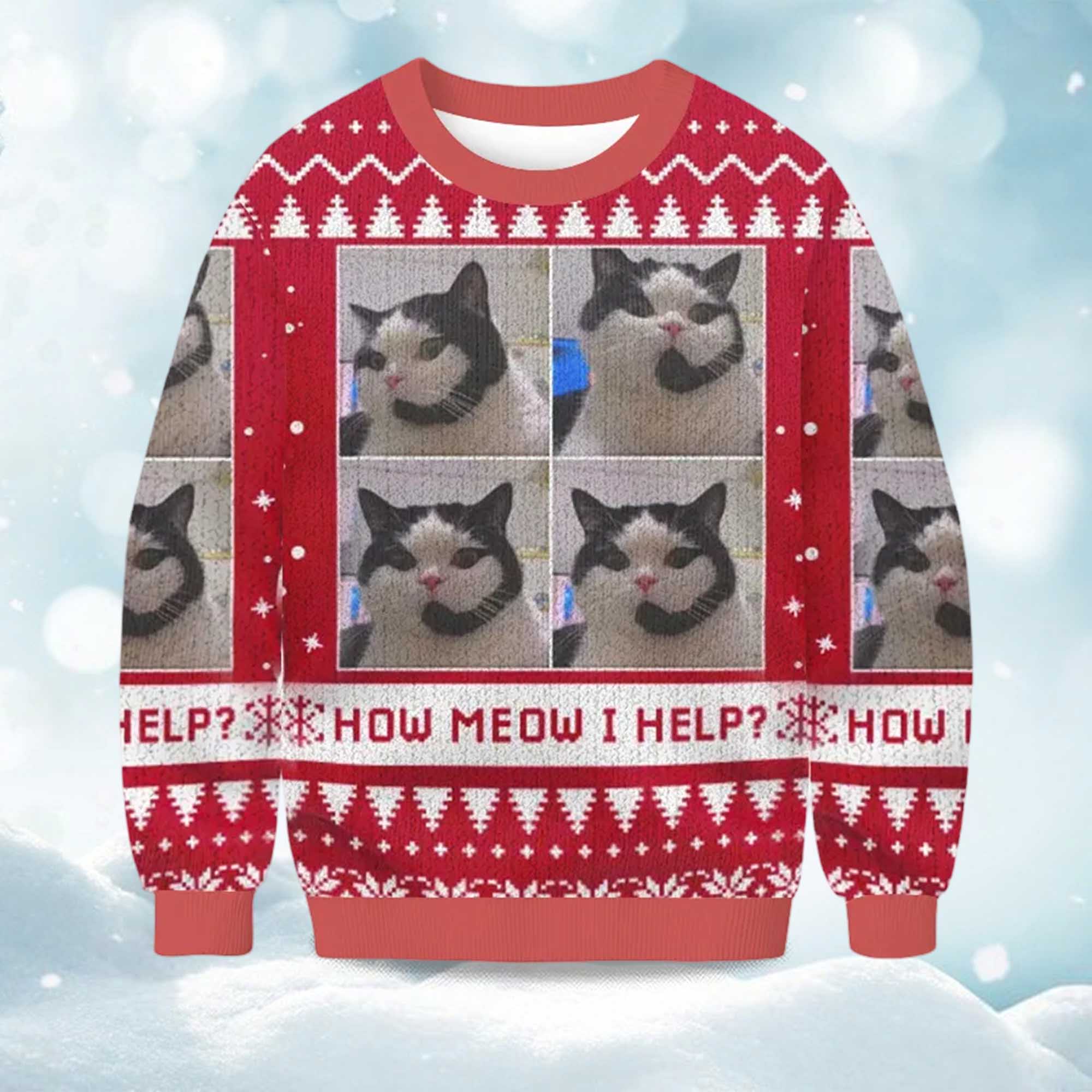 2025 How Meow I Help Christmas Ugly Sweater 2025 How Meow I Help Christmas Ugly Sweater