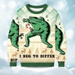 2025 I Beg To Differ Funny Frog Christmas Ugly Sweater