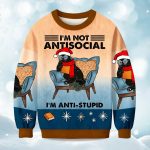2025  I'm Not Antisocial I'm Anti Stupid Christmas Ugly Sweater