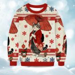 2025 Japanese Style Funny Cat Meme Christmas Ugly Sweater
