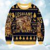 2025 Lesbians Eat What Funny Cat Meme Christmas Ugly Sweater 1