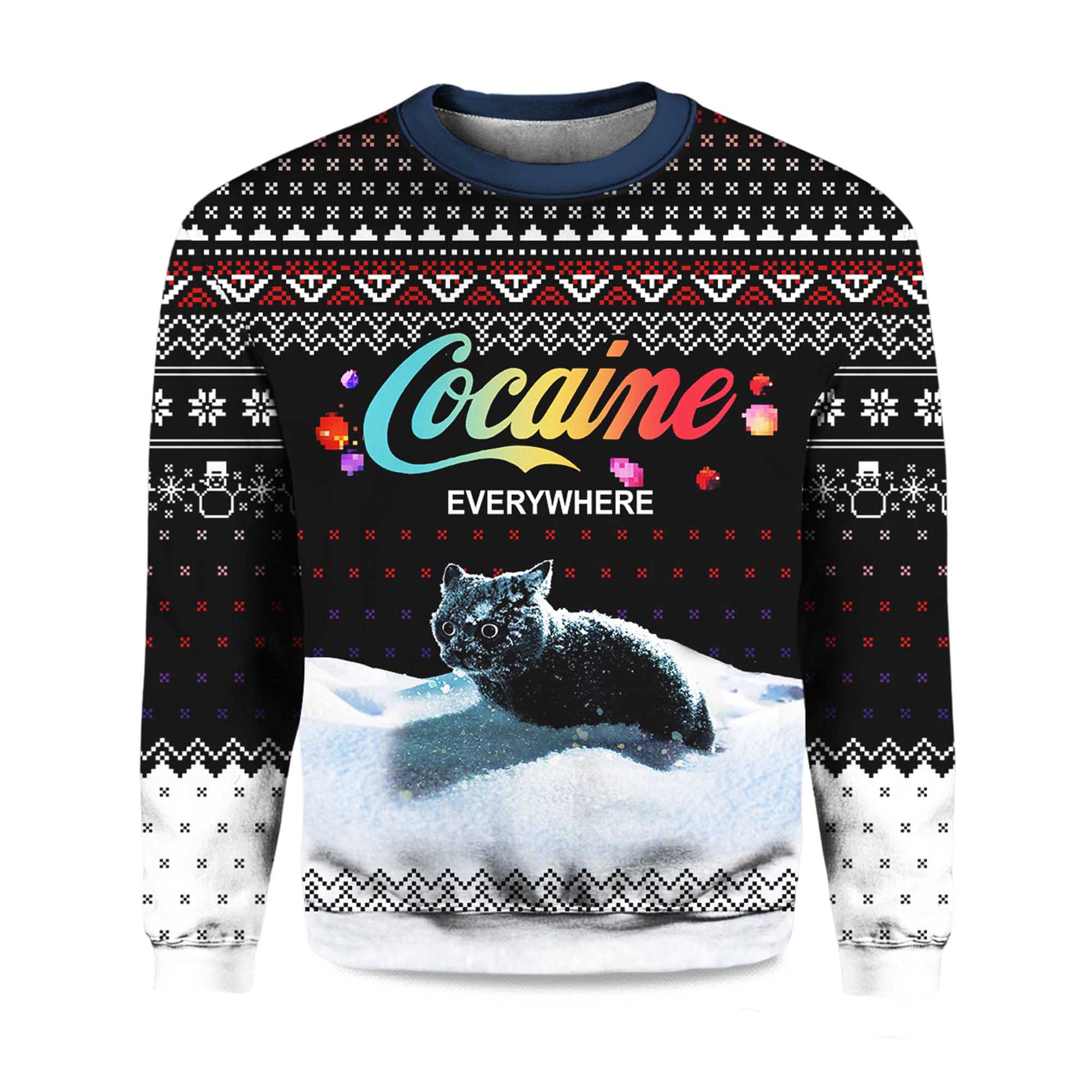 2025 Let It Snow Cat Cocaine Everywhere Ugly Christmas Sweater 2025 Let It Snow Cat Cocaine Everywhere Ugly Christmas Sweater