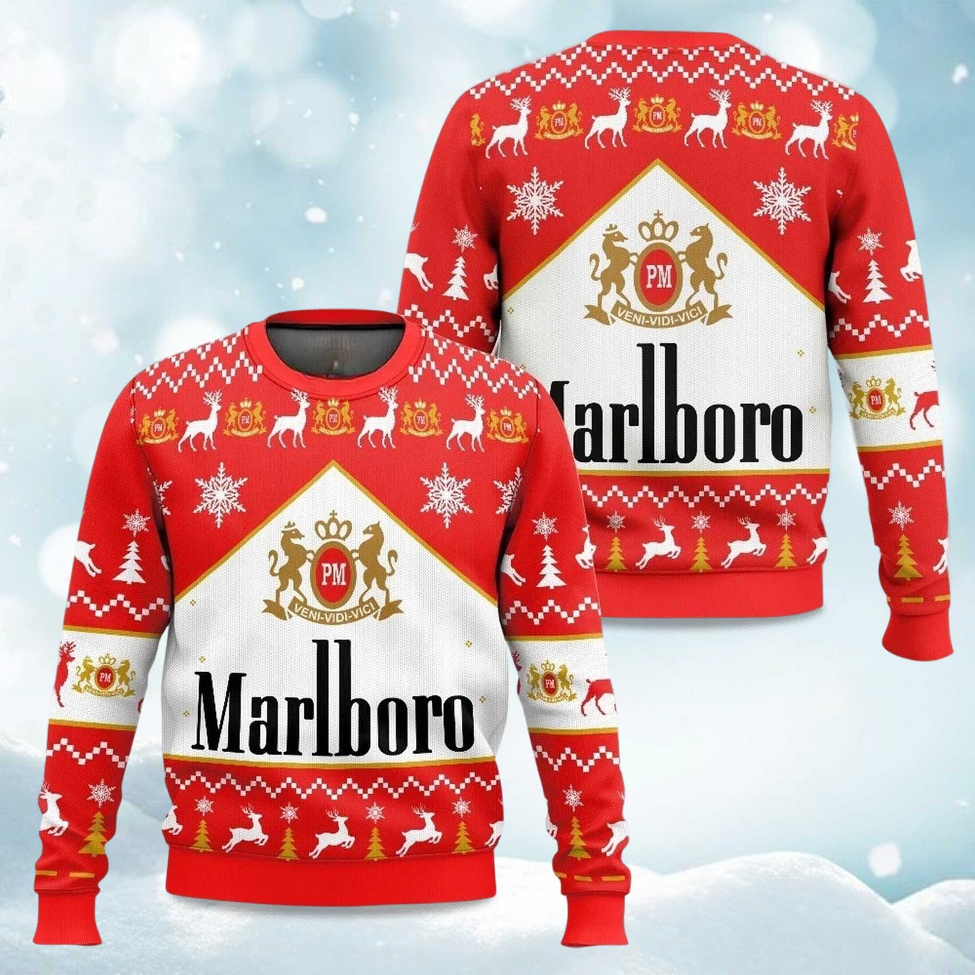 2025 Marlboro Cigarette Ugly Christmas Sweater 2025 Marlboro Cigarette Ugly Christmas Sweater