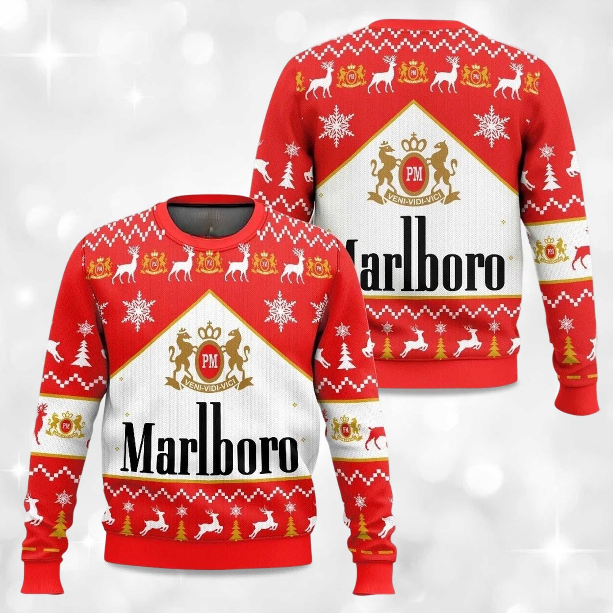 2025 Marlboro Cigarette Ugly Christmas Sweater 2 2025 Marlboro Cigarette Ugly Christmas Sweater