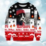 2025 Marlboro Funny Smoking Cat Meme Christmas Ugly Sweater