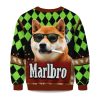 2025 Marlboro Smoking Dog Christmas Ugly Sweater