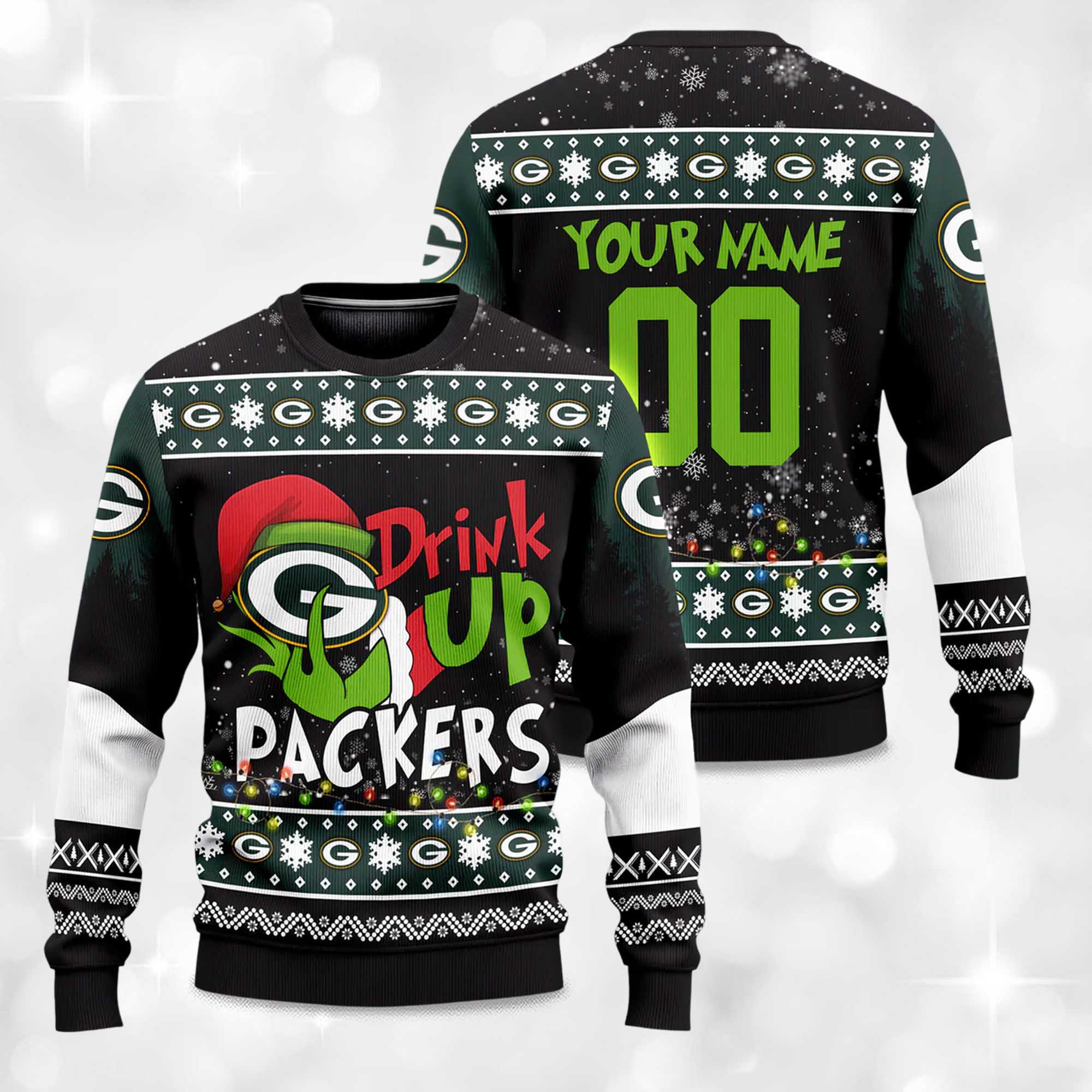 2025 Packers Drink Up Grnch Christmas Ugly Sweater 2 2025 Packers Drink Up Grnch Christmas Ugly Sweater 2