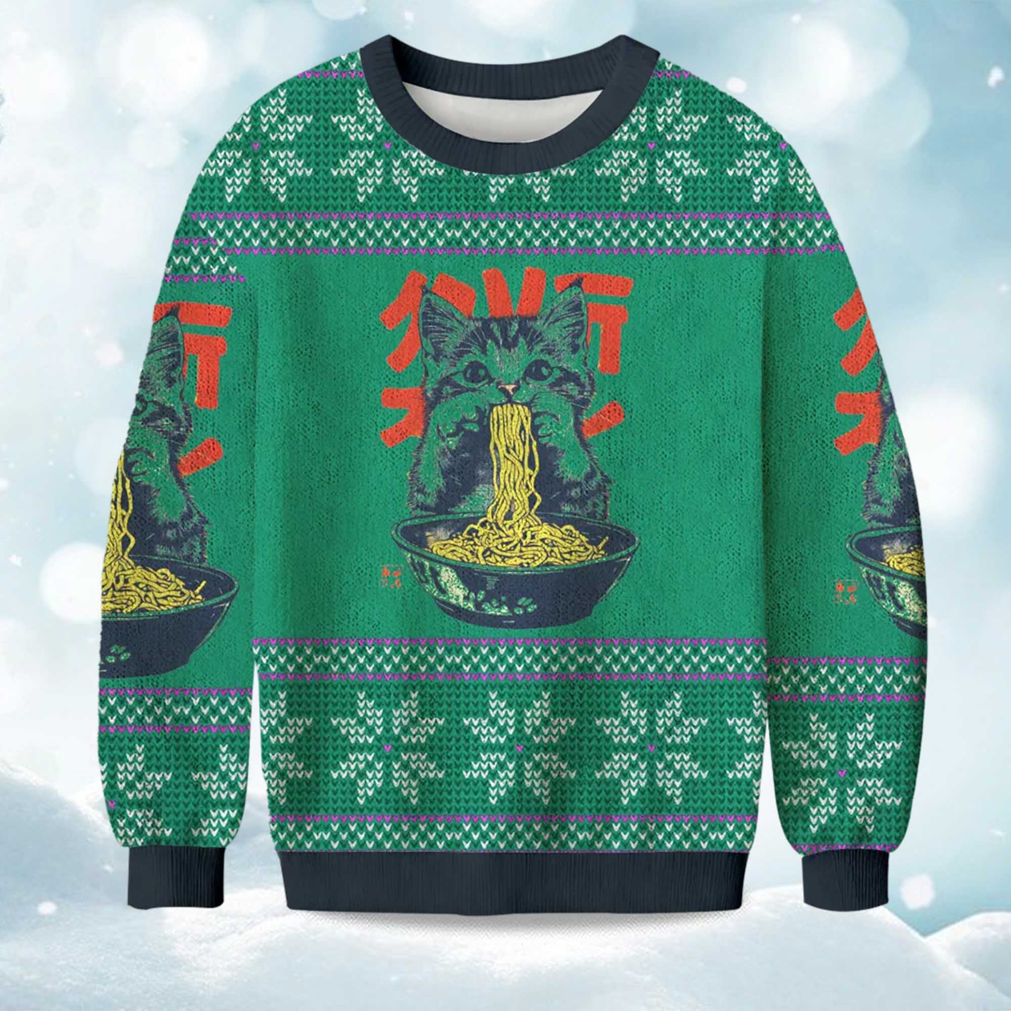 2025 Ramen Loving Cat Christmas Ugly Sweater 2025 Ramen Loving Cat Christmas Ugly Sweater