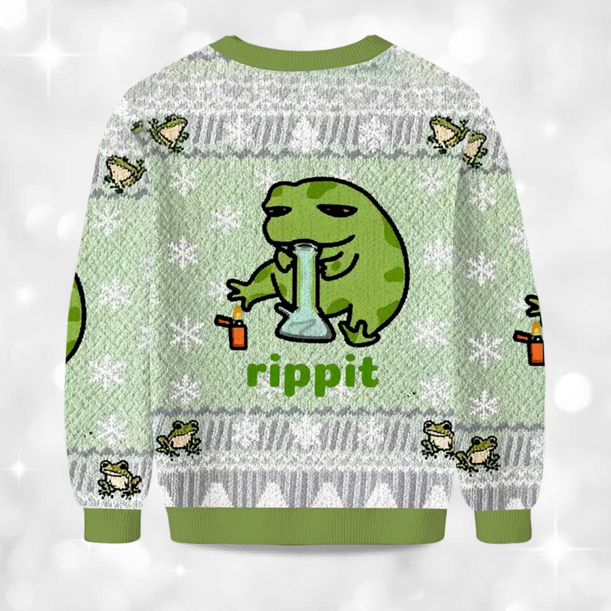 2025 Rippit Frog Bong Christmas Ugly Sweater 2 2025 Rippit Frog Bong Christmas Ugly Sweater 2