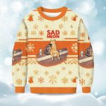 2025 Sad Meow Smoking Cat Christmas Ugly Sweater