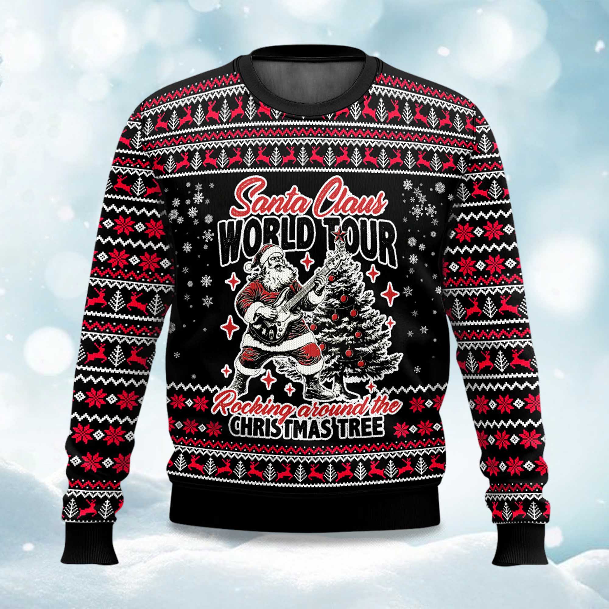 2025 Santa Claus World Tour Rocking Around The Christmas Tree Ugly Christmas Sweater 2025 Santa Claus World Tour Rocking Around The Christmas Tree Ugly Christmas Sweater