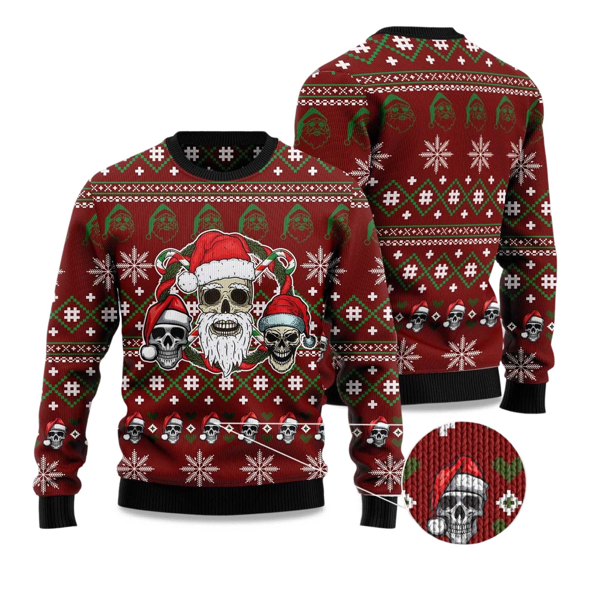 2025 Santa Skull Ugly Christmas Sweater 2025 Santa Skull Ugly Christmas Sweater