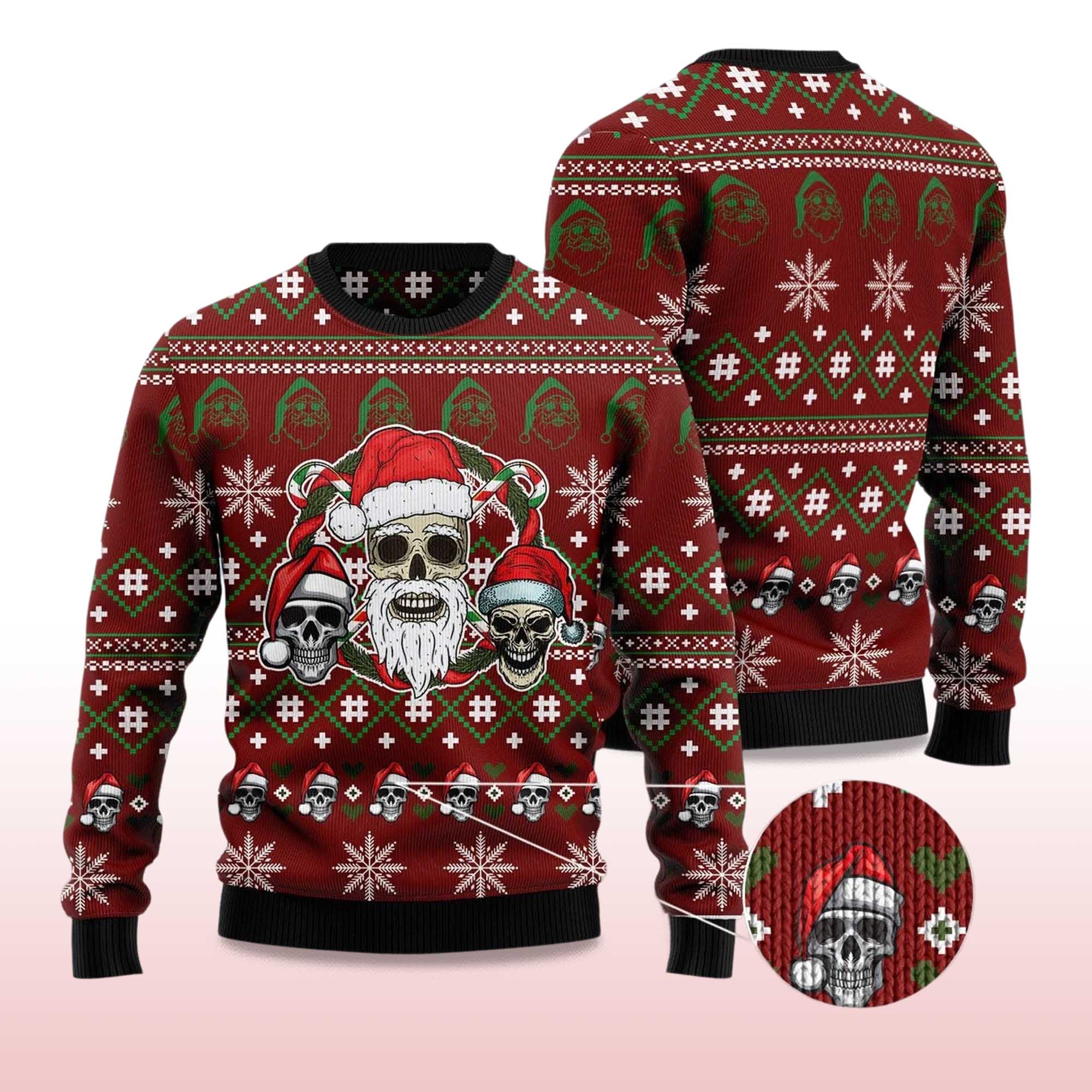 2025 Santa Skull Ugly Christmas Sweater 2 2025 Santa Skull Ugly Christmas Sweater