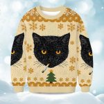 2025 Smoking Cat Christmas Ugly Sweater